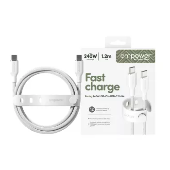 PanzerGlass empower™ by ® Racing 240W kabel USB-C do USB-C | USB 2.0 | 1,2 m | Srebrno-biały