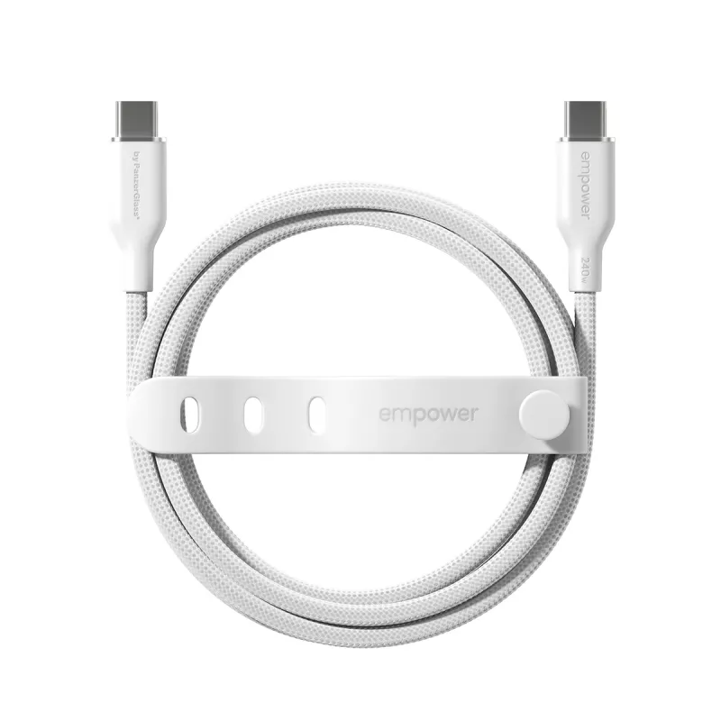 PanzerGlass empower™ by ® Racing 240W kabel USB-C do USB-C | USB 2.0 | 1,2 m | Srebrno-biały