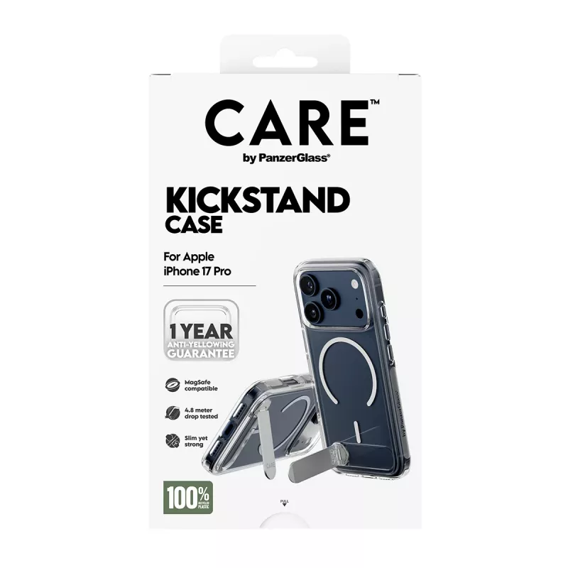 PanzerGlass CARE™ by ® Case przezroczysty z podstawką i MagSafe iPhone 17 Pro