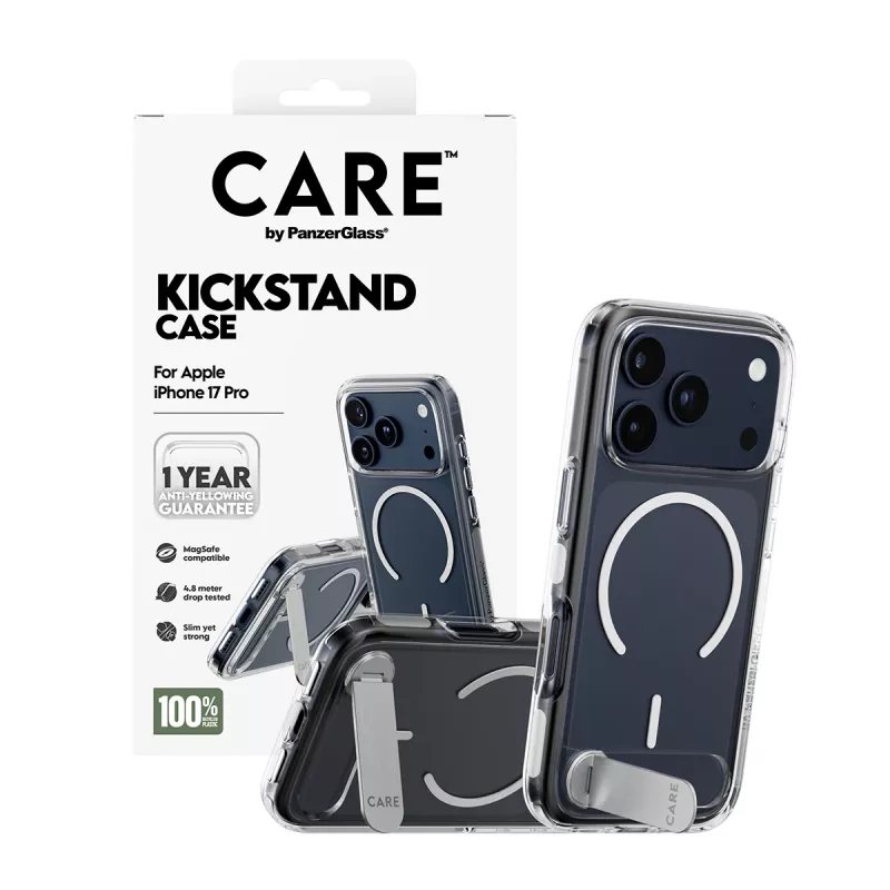 PanzerGlass CARE™ by ® Case przezroczysty z podstawką i MagSafe iPhone 17 Pro