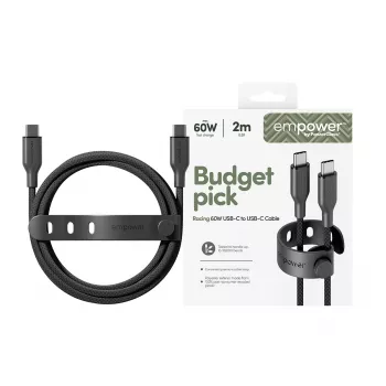 PanzerGlass empower™ by ® Racing 60W Kabel USB-C na USB-C | USB 2.0 | 2M | Kosmiczna czerń