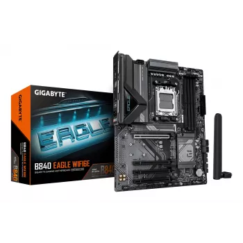 Płyta główna GIGABYTE B840 EAGLE WIFI6E - AMD Ryzen 9000, 8+2+2 fazy VRM, do 8200MHz DDR5 (O.C), 2xPCIe 4.0 + 1xPCIe 3.0 M.2, Wi-Fi 6E, 2.5GbE LAN, USB 3.2 Gen 2