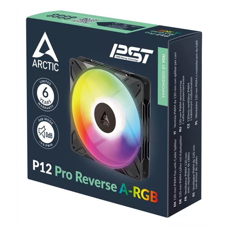 ARCTIC Freezer P12 Pro Reverse A-RGB 120 mm A-RGB – wentylator PWM z rozdzielaczem kabli