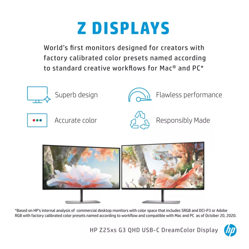 Monitor komputerowy HP Z25xs G3 63,5 cm (25 cali) 2560 x 1440 pikseli Quad HD Czarny