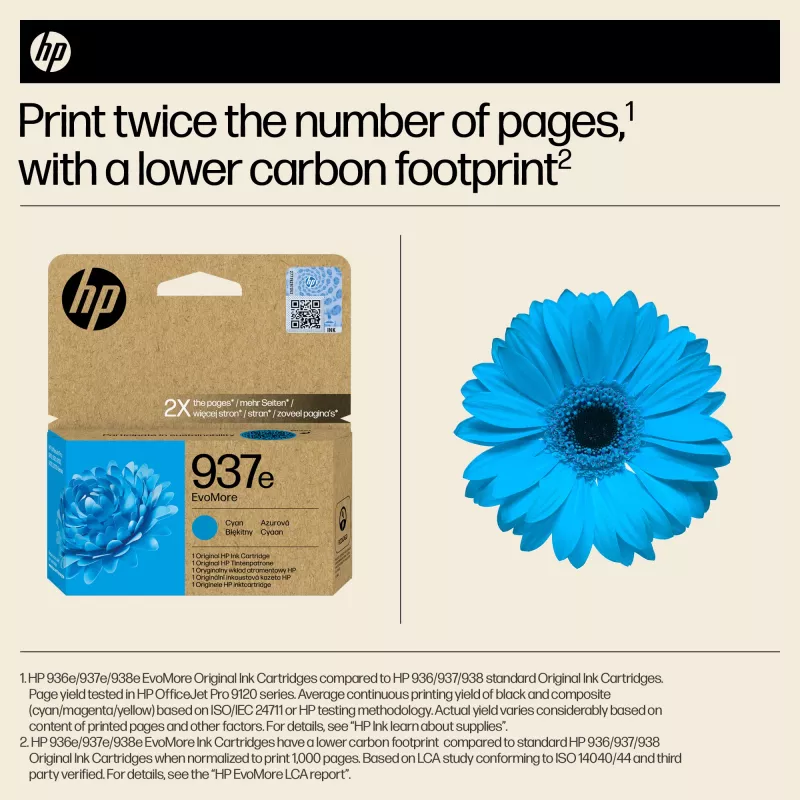 HP 937e EvoMore Cyan Oryginalny wkład atramentowy
