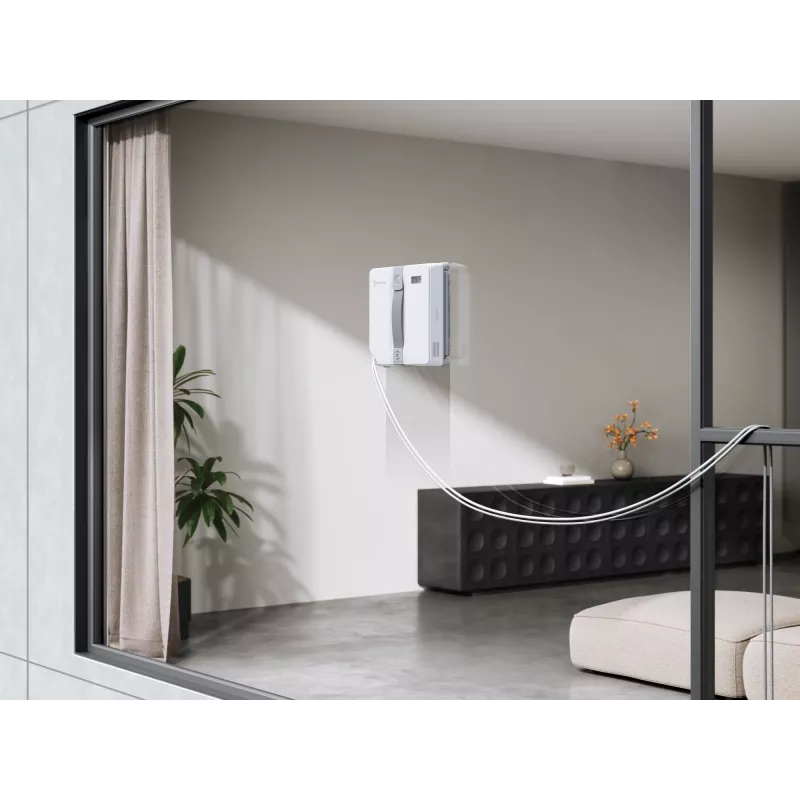 Odkurzacz do okien Ecovacs WINBOT MINI — ssanie, bateria Litowo‑Jonowa, min. okno 22×25 cm, 1,3 kg, 215×215×55 mm, szaro-biały