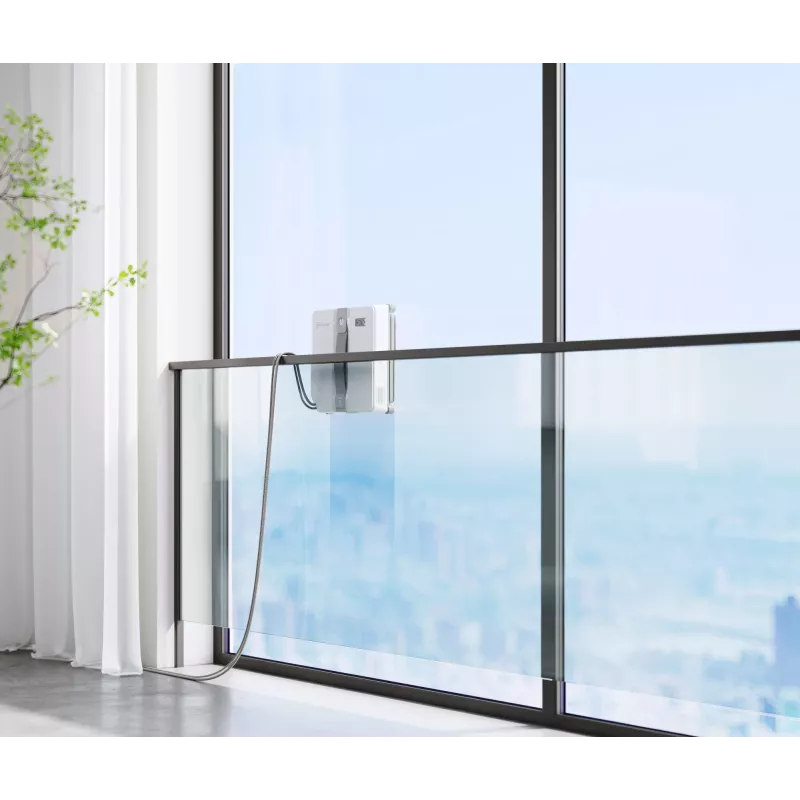 Odkurzacz do okien Ecovacs WINBOT MINI — ssanie, bateria Litowo‑Jonowa, min. okno 22×25 cm, 1,3 kg, 215×215×55 mm, szaro-biały