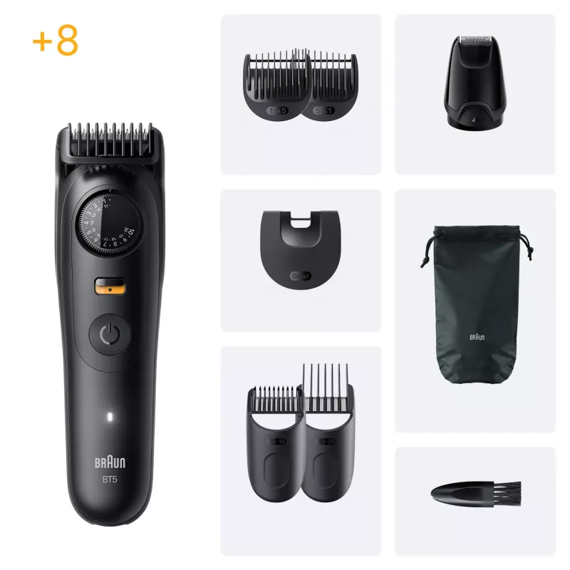 Braun BeardTrimmer 5 BT5560 trymer do brody, bateria, 40 ustawień, 2 cm, mokry/suchy, czarny