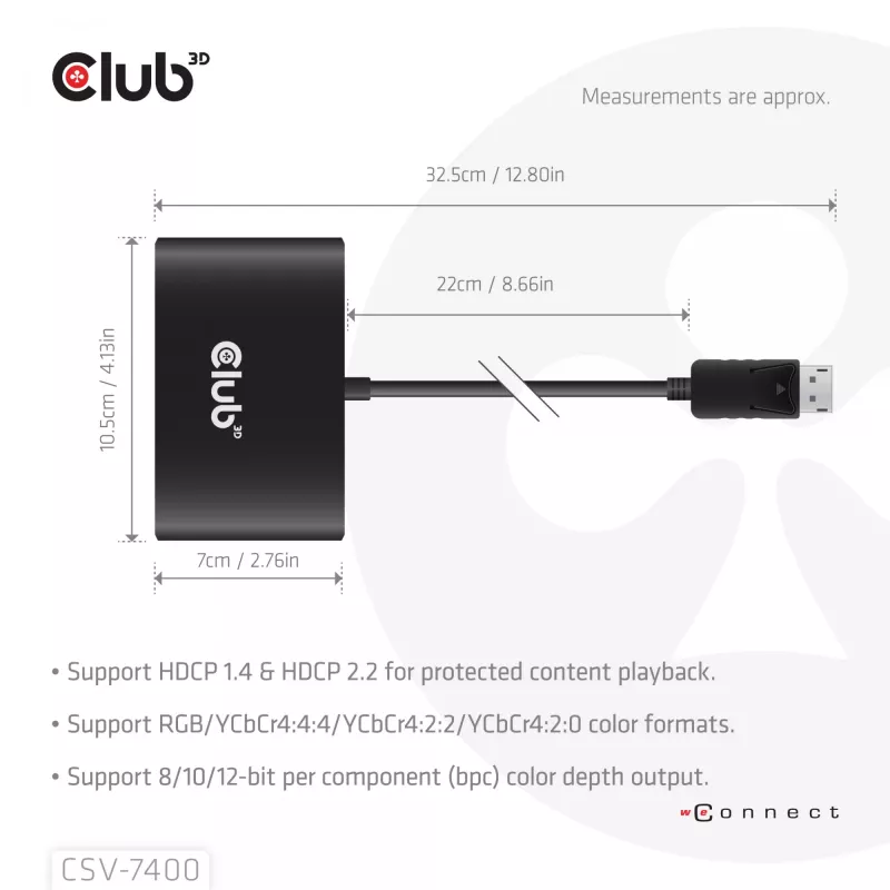 CLUB3D Quad DisplayPort™ Hub – 4 x 4K Rozdzielczość @ 30Hz, Obsługa MST