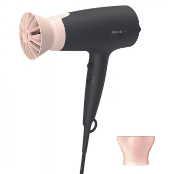 Suszarka do włosów Philips 3000 series BHD350/10, DC, czarna, różowa, pętla do zawieszania, 1,8 m, 2100 W, 220–240 V