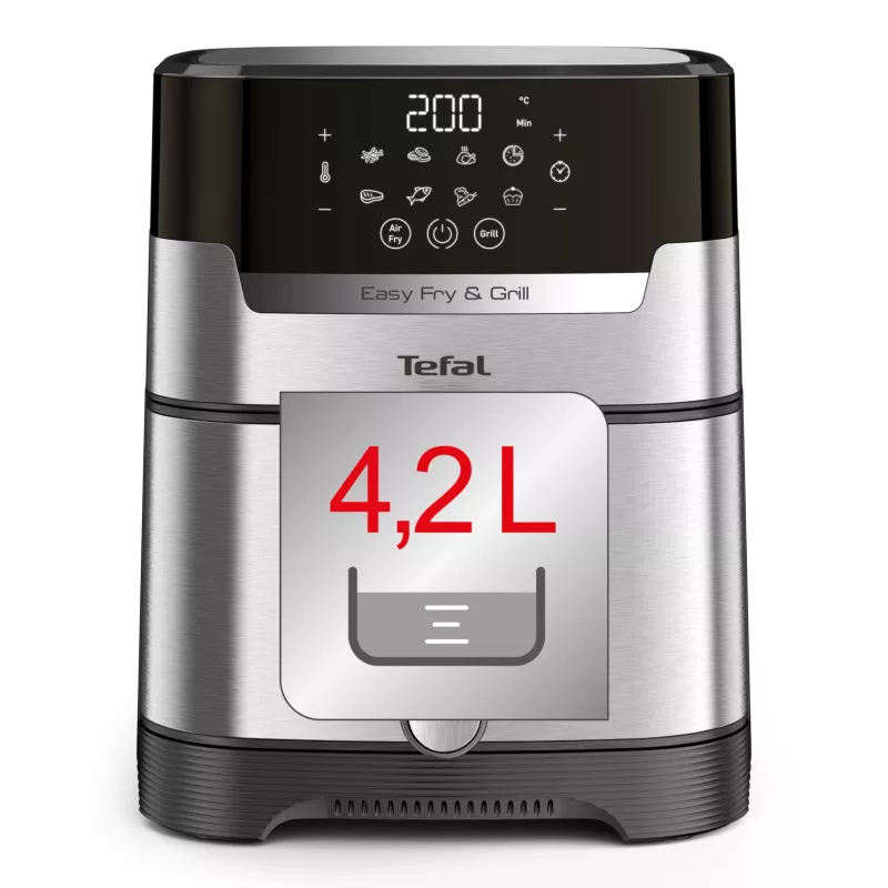 Tefal Easy Fry & Grill EY505D Pojedynczy 4.2 L Wolnostojący 1550 W Frytkownica beztłuszczowa Stal nierdzewna