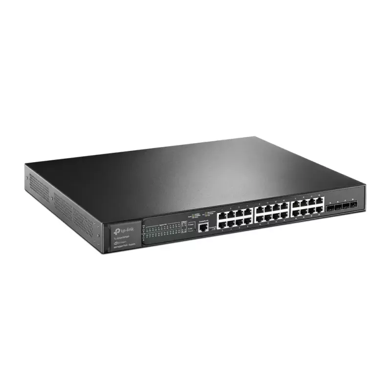 TP-Link Omada 24-portowy Gigabit i 4-portowy 10GE SFP+ L2+ zarządzalny przełącznik z 24-portowym PoE+