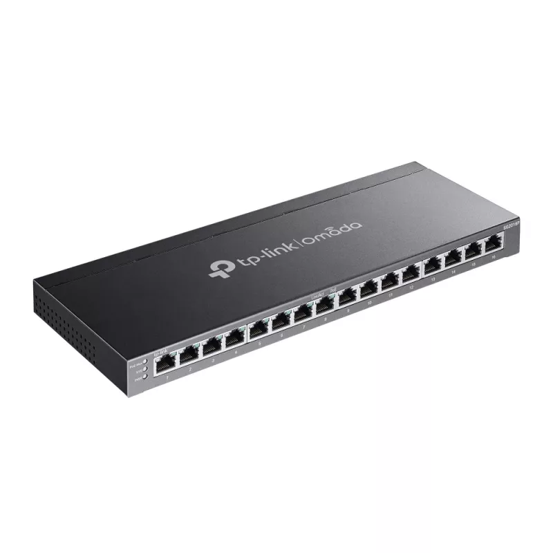 TP-Link Omada 16-portowy inteligentny przełącznik Gigabit z 8 portami PoE+, zarządzany, L2/L2+, Gigabit Ethernet (10/100/1000), Power over Ethernet (PoE), montaż w szafie