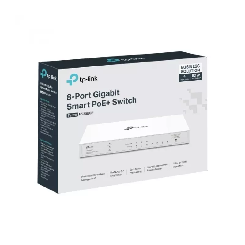 Przełącznik sieciowy TP-Link FESTA FS308GP Zarządzany Gigabit Ethernet (10/100/1000) Power over Ethernet (PoE) Biały