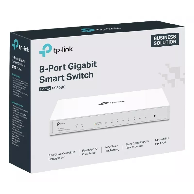 TP-Link Festa FS308G Zarządzany przełącznik L2/L2+ Gigabit Ethernet (10/100/1000) Power over Ethernet (PoE) Biały