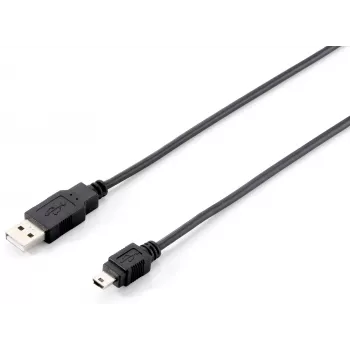 Equip USB 2.0 Typ A to Mini-B kabel, 1.8m, 1.8 m, USB A, Mini-USB B, USB 2.0, Male/Male, Czarny