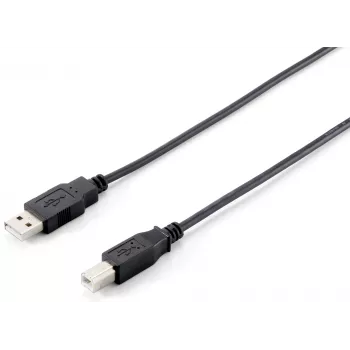 Equip USB 2.0 Type A to Type B kabel, 1.0m, Czarny, 1 m, USB A, USB B, USB 2.0, Male/Male, Czarny