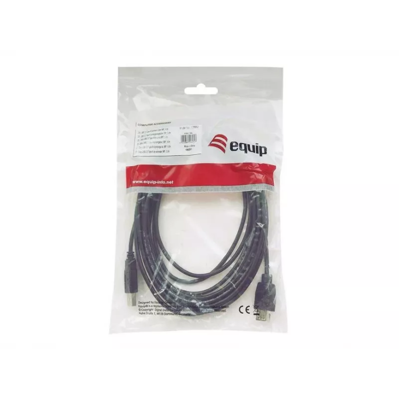 Kabel Equip USB 2.0 Typ A na Typ B, 2,0 m, czarny
