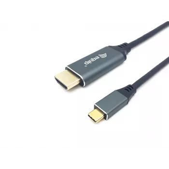 Equip Kabel USB-C do HDMI, M/M, 2.0m, 4K/60Hz, 2 m, USB Type-C, HDMI Type A (Standard), Męski, Męski, Prosty