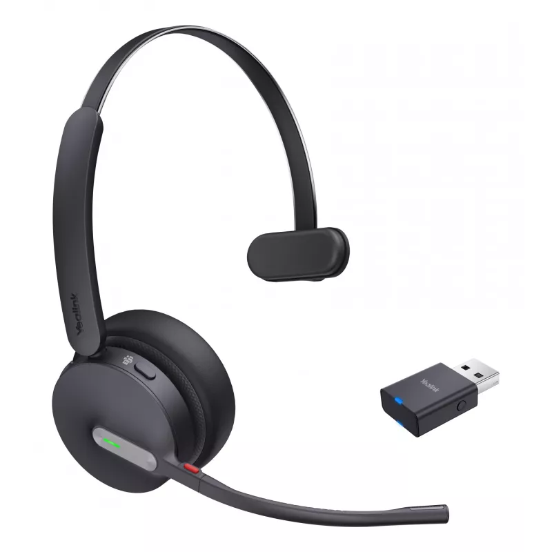 Yealink WH64 Hybrydowy Mono Zestaw Słuchawkowy Teams Bezprzewodowy Opaska Biuro/Call Center Micro-USB Czarny