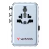 Verbatim Charge 'n' Travel 100W Uniwersalny adapter podróżny z wysuwanym kablem, niebieski