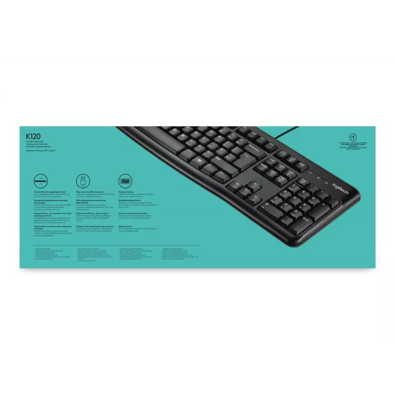 Klawiatura LOGITECH K120 - USB przewodowa - Qwerty US/międzynarodowa