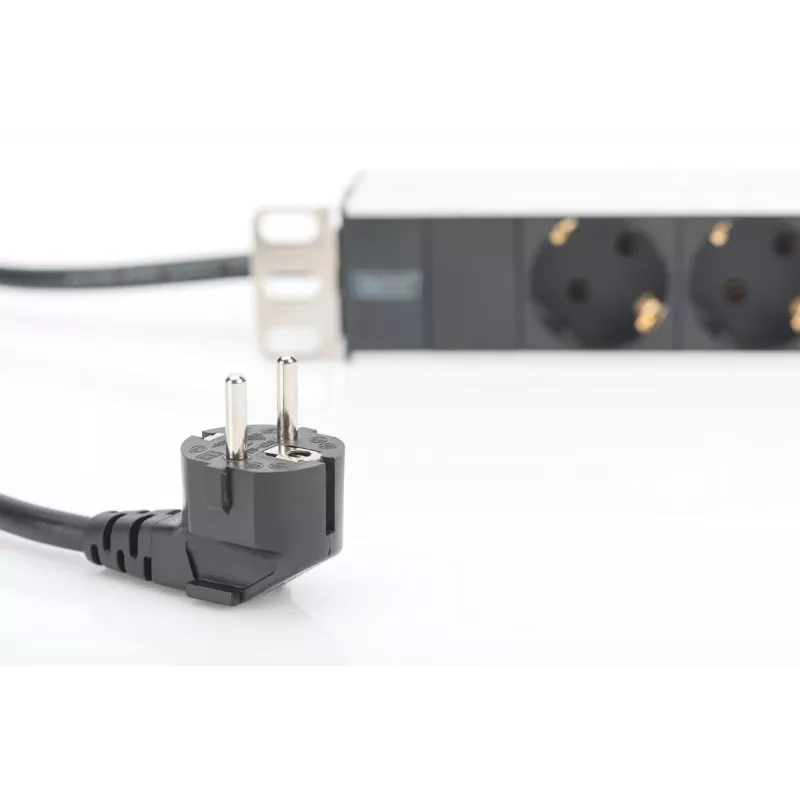 DIGITUS 1U Aluminium PDU, rackmountable rated power: 16A, 4000W, 250VAC 50/60Hz, 8x safety outlets