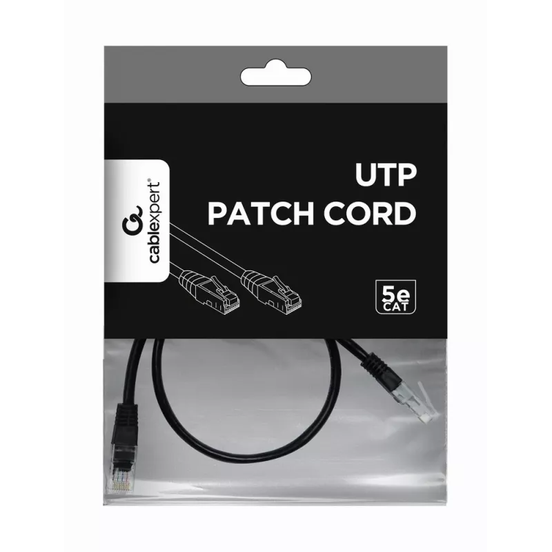 Kabel sieciowy Gembird PP12-0.5M/BK RJ45 Cat5e 0.5m czarny