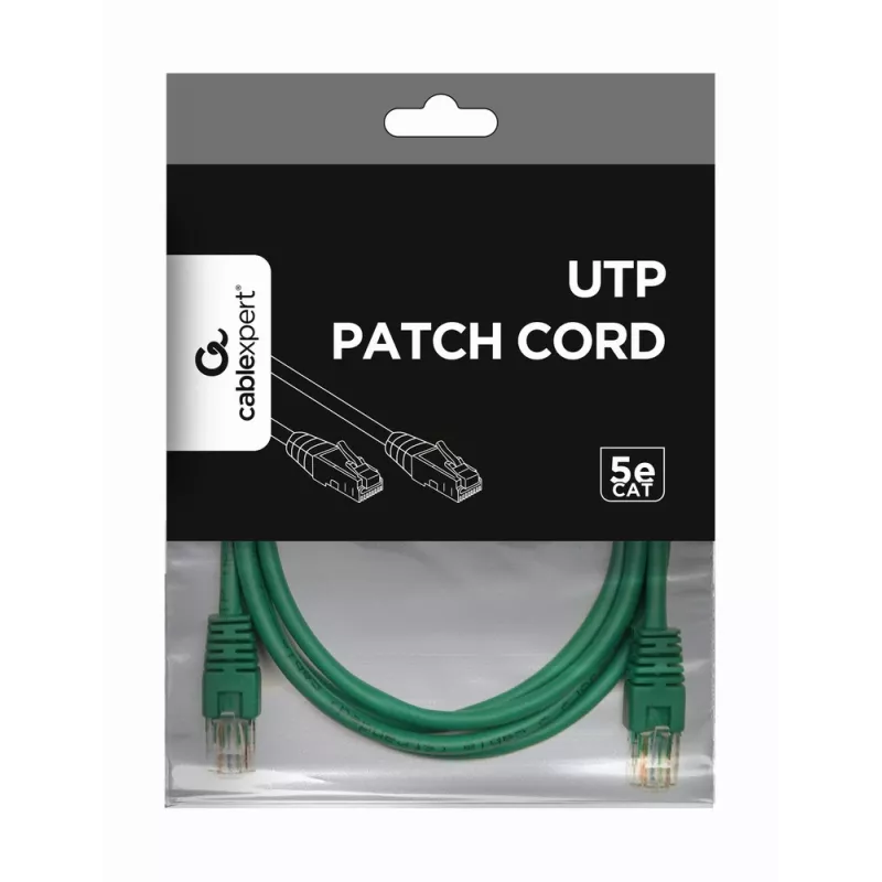 Kabel krosowy GEMBIRD – kat. 5e – UTP – 1m – zielony