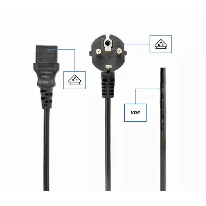Kabel zasilający GEMBIRD z homologacją VDE 2,0 m / opakowanie zbiorcze