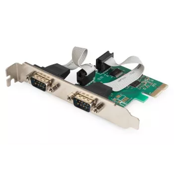 DIGITUS Karta rozszerzeń szeregowych I/O, 2-portowa, PCI-e 2 x DB9 M, pełny wspornik + niskoprofilowe, chipset MCS9901
