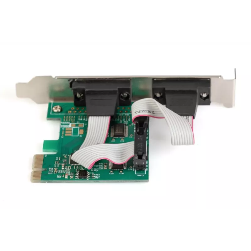 DIGITUS Karta rozszerzeń szeregowych I/O, 2-portowa, PCI-e 2 x DB9 M, pełny wspornik + niskoprofilowe, chipset MCS9901