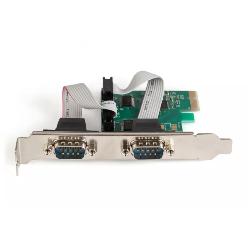 DIGITUS Karta rozszerzeń szeregowych I/O, 2-portowa, PCI-e 2 x DB9 M, pełny wspornik + niskoprofilowe, chipset MCS9901