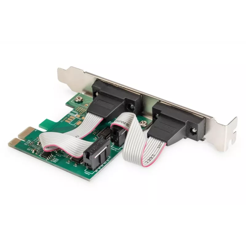 DIGITUS Karta rozszerzeń szeregowych I/O, 2-portowa, PCI-e 2 x DB9 M, pełny wspornik + niskoprofilowe, chipset MCS9901