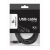 Kabel USB, Gembird 4,5m USB 2.0 A/B M, Czarny, Męski/Męski