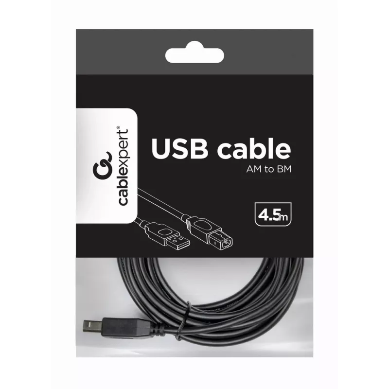 Kabel USB, Gembird 4,5m USB 2.0 A/B M, Czarny, Męski/Męski