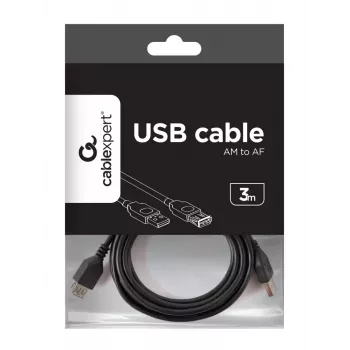 Kabel przedłużający GEMBIRD USB 2.0 Typ-A na USB Typ-A (AM/AF), 1m - Czarny