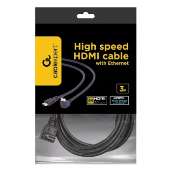 GEMBIRD Kabel HDMI High Speed z Ethernetem, złącze kątowe 90° w górę, 3 m