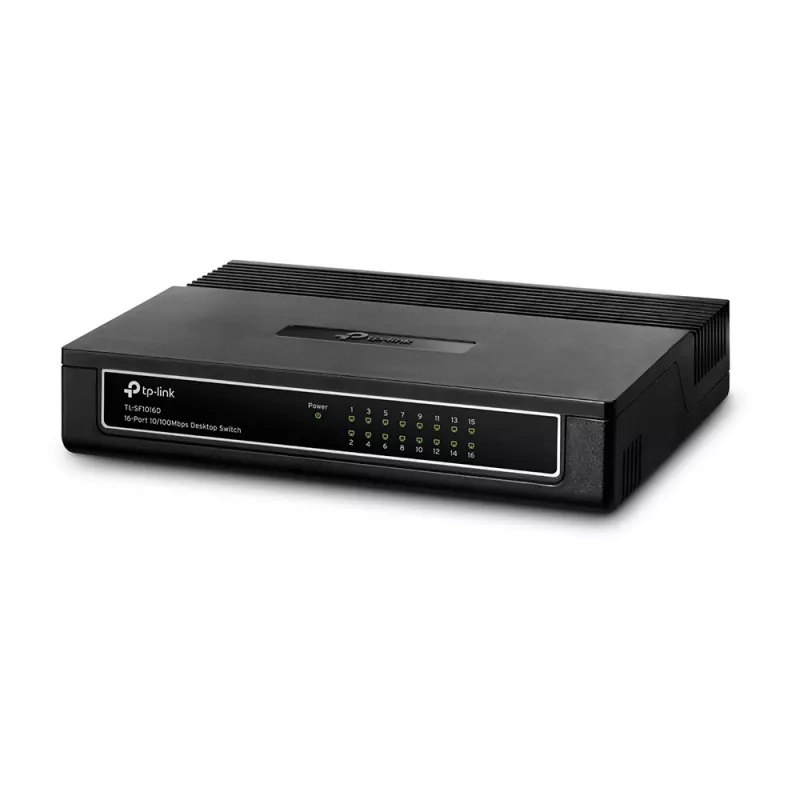 Przełącznik biurkowy TP-Link 16-portowy 10/100Mbps, niezarządzalny, Fast Ethernet (10/100), Full duplex, montaż w szafie RACK, montaż na ścianie