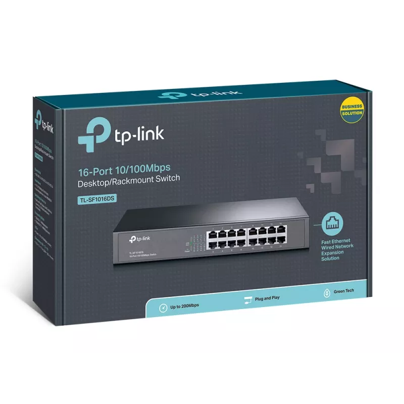 Przełącznik sieciowy TP-Link TL-SF1016DS Niezarządzalny Fast Ethernet (10/100) 1U Czarny