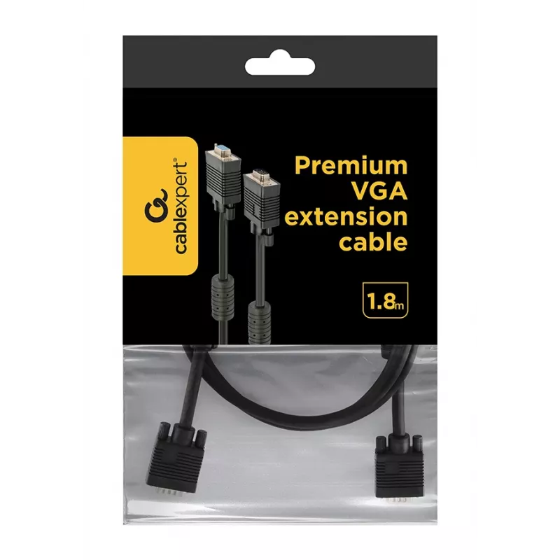GEMBIRD Premium Dual-Shielded VGA Extension kabel With Ferrite Cores, 1.8m
