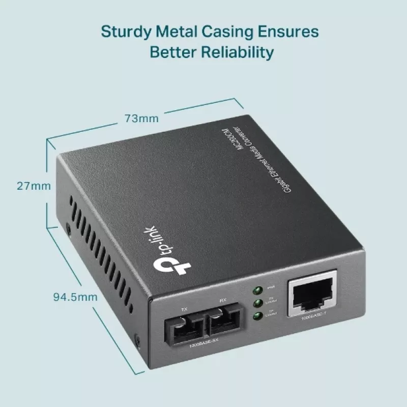 TP-Link Gigabit Multi-Mode Media Converter, 1000 Mbit/s, IEEE 802.3ab, IEEE 802.3x, IEEE 802.3z, Gigabit Ethernet, 1000 Mbit/s, 1000BASE-FX, 1000BASE‑SX, Cat6