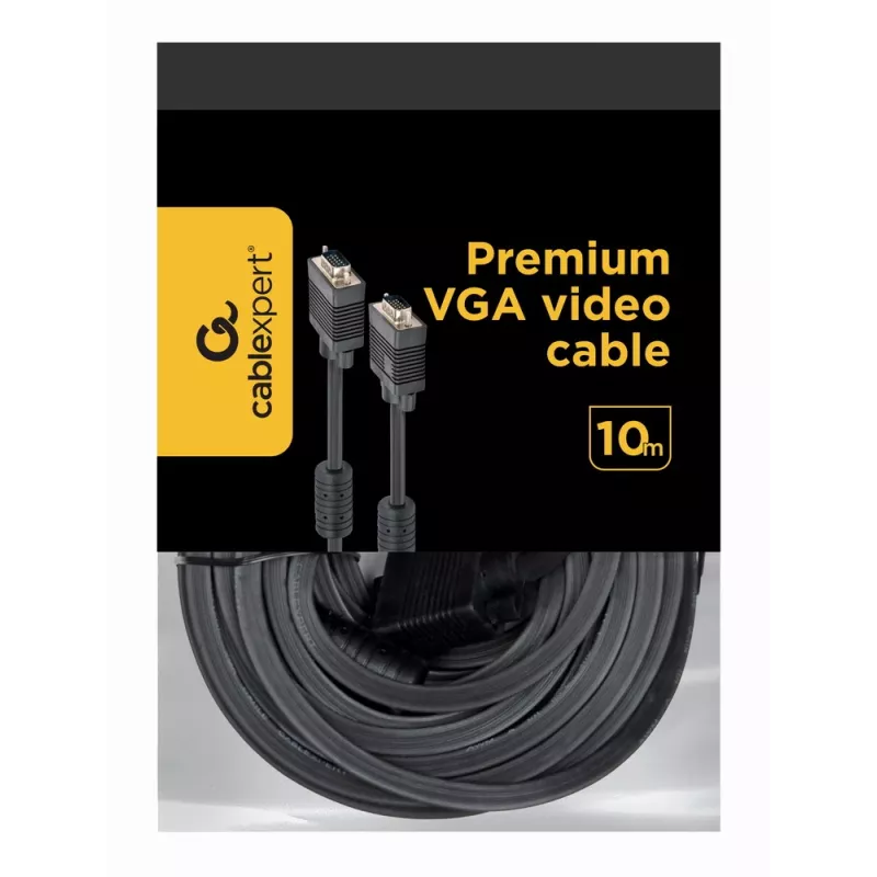 GEMBIRD Premium VGA HD15M/HD15M Dual-Shielded With 2*Ferrite Core 10m kabel/ Czarny