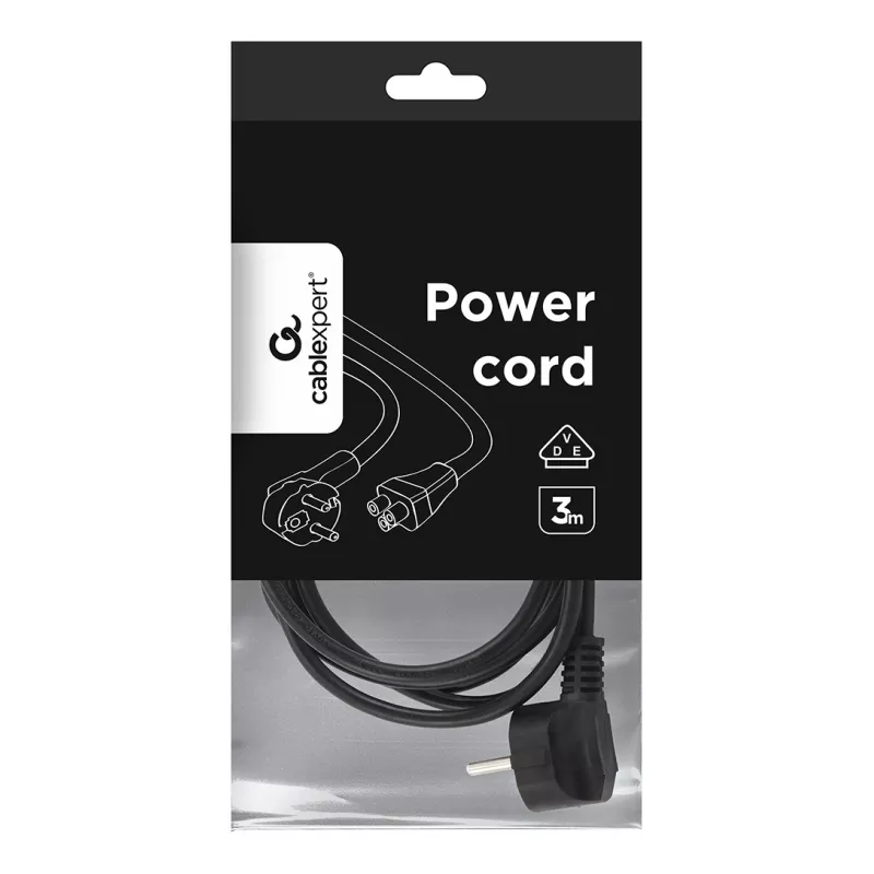 Kabel zasilający GEMBIRD (C5), z aprobatą VDE 3 m (opakowanie zbiorcze)