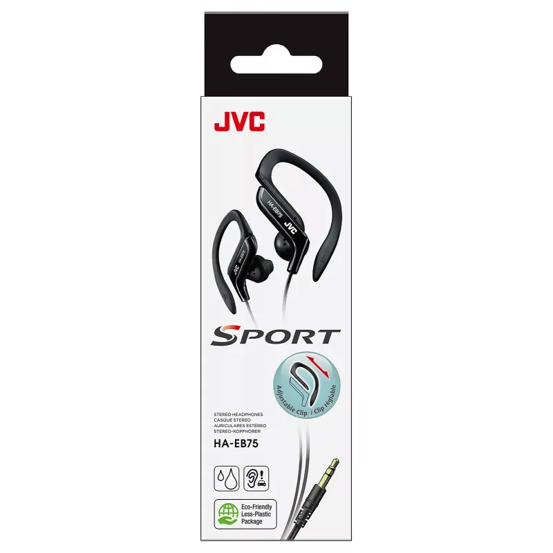 JVC HA-EB75 Sports Wired Czarny, Wired, 16 - 20000 Hz, Music, 21.1 g, Headphones, Czarny