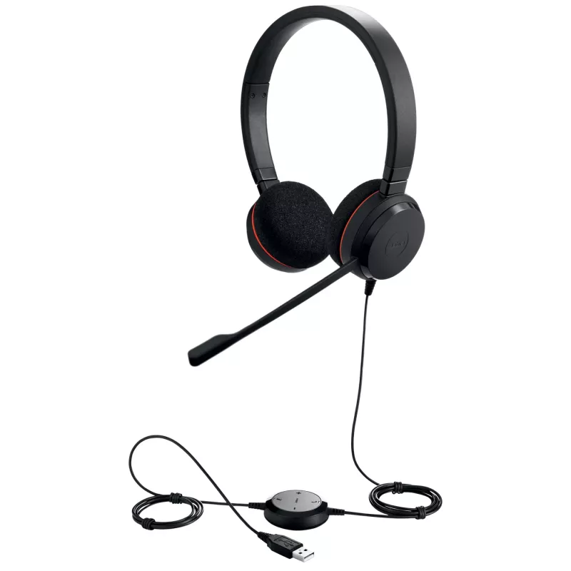 Jabra Evolve 20 MS Stereo, przewodowy, biuro/centrum telefoniczne, 150 - 7000 Hz, 171 g, słuchawki, czarny