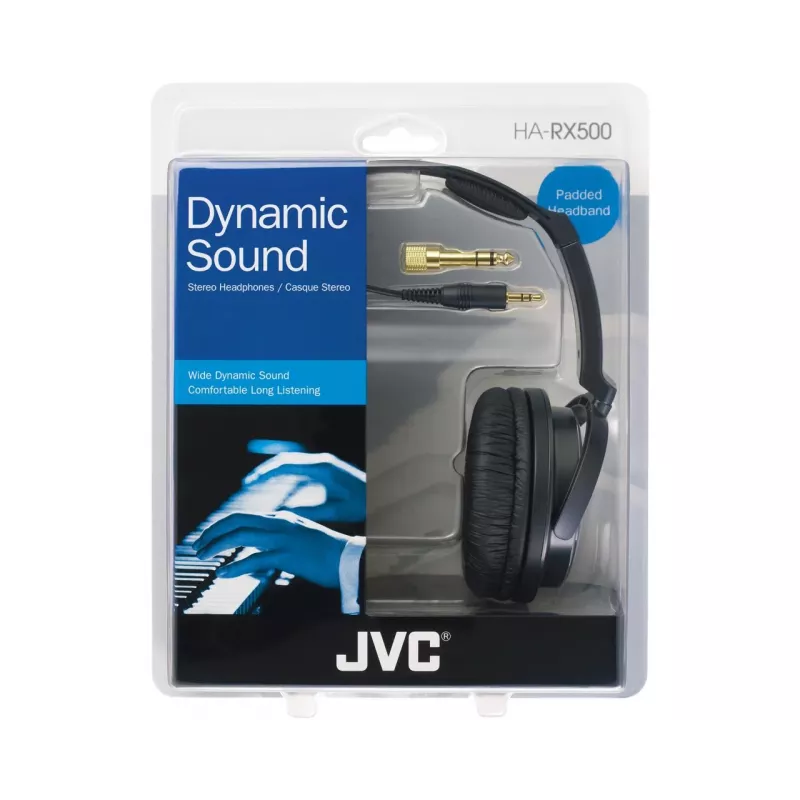 JVC HA-RX500-E słuchawki przewodowe na głowę do muzyki, czarno-białe