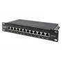 DIGITUS CAT6A Patch Panel, ekranowany, 12 portów z polem opisowym, 1U, do montażu w szafie 10 cali, czarny RAL 9005