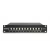 DIGITUS CAT6A Patch Panel, ekranowany, 12 portów z polem opisowym, 1U, do montażu w szafie 10 cali, czarny RAL 9005