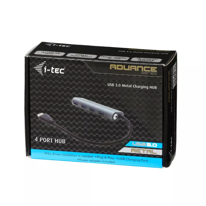 Hub USB i-tec Metal Superspeed USB 3.0 4-porty 5000 Mbit/s Szary